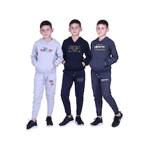 Fyk Kids 3'lü Baskı Detaylı Kapüşonlu Erkek Çocuk Eşofman Takımı Çok Renkli