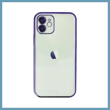Bezos İphone 12 Uyumlu Kılıf Lensli Silikon - Mor Mbt06