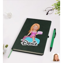 Kişiye Özel Kadın Doğum Günü Karikatürlü Yeşil Termo Deri Defter N11.2331