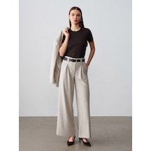 Dilvin 72682 Kemerli Pileli Pantolon-taş