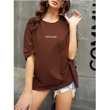 Kadın Vintage Baskılı Oversize T-shirt 001