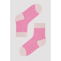 Penti Kız Çocuk Pembe Zigzag Desenli Soket Çorap