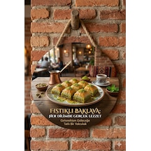 Fıstıklı Baklava Temalı Tatlıcılar Pastaneler Restoranlar İçin Ahşap Duvar Kapı Dekoratif Süs Tablo 2