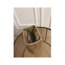 İçi Astarlı Hasır Clutch Örme Burslu Günlük Şık El Çantası