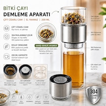 Muzeko Çift Katlı El Yakmayan Isıyı İçinde Tutan Cam Bardak Detox Bitki Çayı Demleme Ihlamur Demliği Bitki Çayı Demleme Tüm Bitki Çaylar İçin Uygundur Grı Kapak Gri - Şeffaf