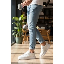 Enoch Hakiki Deri Yan Panel Havalandırma Detaylı Günlük Erkek Sneaker Comfort Taban Beyaz