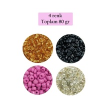 Dökme Cam Kum Boncuk Büyük Boy 6/0 4 Mm - 4 Renk - Toplam 80 Gram - Bnc410 Diğer