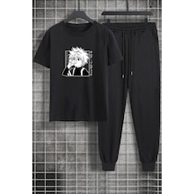Uyguntarz Unisex Killua Zoldyck Baskılı 2'li Eşofman Takımı Siyah