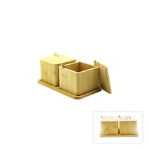 2pcs Baharatlık - Tuzluk Ahşap Bambu 4887 Renkli
