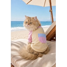 Soft Sun Kedi Tişörtü Cepli Şeker Renkli Yazlık Kedi Kıyafeti