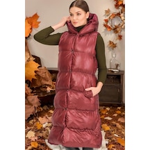 Z6734 Dewberry Xexese Bayan Yelek-düz Bordo Düz Bordo