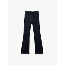 Koton Normal Bel Dar Kalıp Cepli İspanyol Paça Jean Pantolon - Flare Jeans Koyu İndigo 6wal40085md Dark Indigo