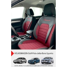 Premium Serisi Lüks Keten Oto Koltuk Kılıfı Volkswagen Bora-golf-jetta-polo Uyumlu Bordo