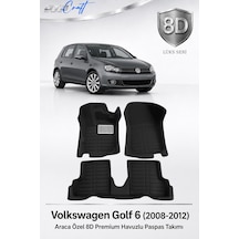Otocraft Volkswagen Golf 6 2008-2012 Araca Özel 8d Havuzlu Oto Paspas Takımı Siyah Tam Set 3 Parça
