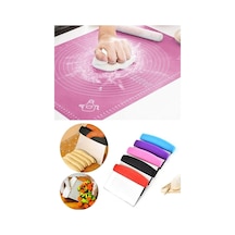 Silikon Hamur Açma Matı & Çelik Hamur Spatula Silikon Beyaz Diğer