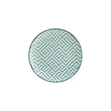 Chevron Olive Gourmet 25cm 12 Adet Porselen Düz Tabak Beyaz-mavi