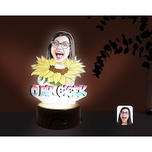 Kişiye Özel Kadınlar Günü Karikatürlü Dekoratif 3D Biblo Led Işık(481493048) Çok Renkli