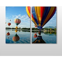 Balon Ve Nehir Manzarası Kanvas Tablo 70x60cm