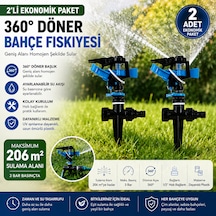 2'li 360 Derece Döner Bahçe Fıskiyesi Seti Ayarlanabilir Çim Sulama Sprinkleri Bahçe Sulama Aparatı