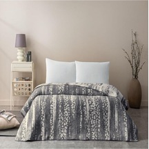 Taç Savanna Pamuk Çift Kişilik Battaniye Gri Gri