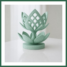 Bezos 3d Baskı Lotus Çiçeği Mumluk - Dekoratif Tealight Mumluk-mint Bzs01