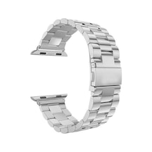 Apple Watch Uyumluseries 8 45mm Kordon Hasır Metal Örgülü Ayarlanair Gümüş
