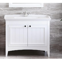Denko Helena 100 Cm Mdf Beyaz Banyo Dolabı Alt Modül Ve Lavabo Beyaz