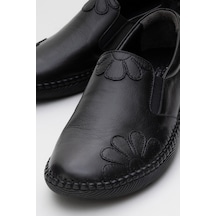 Dericlub Kadın Esnek Tabanlı Comfort Gerçek Deri Ayakkabı Br 04035 Siyah Siyah
