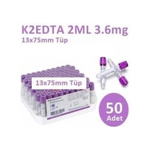 50 Adet Kan Alma Tüpü, Mor Kapak, K2E K2EDTA 2ml 3.6mg 13x75mm, B