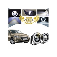 Peugeot 301 Uyumlu, Universal Mercekli Led Angel Sis Farı, 76mm Beyaz Renk
