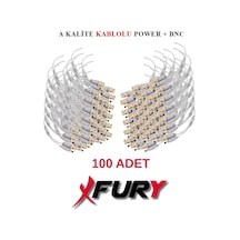 Fury 100 Adet A Kalite Kablolu Hazır Bnc + Dc Power Jack Kablolu Y Tipi Konnektör