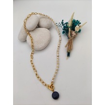 Stoneage Inci Ve Lapis Lazuli Taşlarından Şifa Kolyesi Mavi