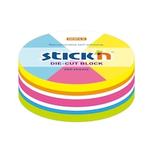 Yapışkanlı Not Defteri, Yuvarlak, 250 Yaprak, Neon Renkler, 6,7 X 6,7 Cm