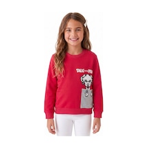 Onloox Kız Çocuk Fuşya Kız Çocuk Fuşya Pamuklu Uzun Kollu Regular Köpek Baskılı Cepli Sweatshirt 2-6 Yaş