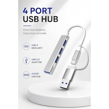 4 Port Usb-c Hub Usb 3.0 Adaptör Tablet Pc Macbook Uyumlu Ac809