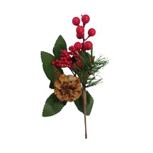Yılbaşı Çam Dalı Orta Mini Berry Demeti Kozalaklı 22 Cm