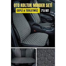 Audi A4 2008-2015terletmez Kaymaz Keten Oto Minder Kılıf Komple Set 7 Parça Gri Ön Ve Arka
