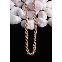 Omar Silver Unisex Halat Rose Gümüş Zincir 5 Mm Elmas Kesim Gümüş