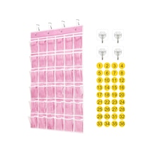 Cbtx 36 Cepli Temizle Asılı Kese Cep Telefonu Saklama Çantası Sınıf Takvimi Cep Tablosu Hesap Makinesi Tutacağı - Pembe