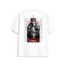 Yolo Street Oversize Beyaz Tişört Erkek Odin İskandinav Tanrı Baskılı %100 Pamuk Premium Streetwear Beyaz