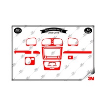Volkswagen Golf 6 2008-2016 Torpido Konsol Trim Göğüs Maun Kaplama Set 14 Parça Kırmızı Renk