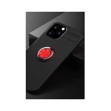 İphone 12 Pro Max Kılıf Range Yüzüklü Silikon - Siyah-kırmızı