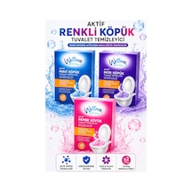 3 Lü Aktif Mor/pembe/mavi Köpük Tuvalet Temizleyici Kireç Çözücü 2x100 Gr