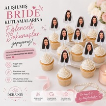 12 Adet Bekarlığa Veda Partisi Bride To Be Kişiye Özel Fotoğraflı Parti Kürdan Pasta Süsü