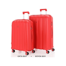 Mçs Bavul Büyük Ve Orta 2li Set Kırılmaz Silikon Valiz V305 Kırmızı