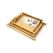 3'lü Bambu Tepsi Model 2 Renkli