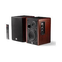 Eris Accent - Aktif Kitaplık Hoparlör Çift 4 İnç Woofer, 1 İnç İpek Kubbe Tweeter, 60w Class D, Trs/rca/aux Girişli, Uzaktan Kumandalı Ahşap Masaüstü Stereo Hoparlör Seti