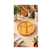 3 Bölmeli Bambu Sunum Tabağı 22 Cm 6 Adet Kahverengi - 939625524 Kahverengi