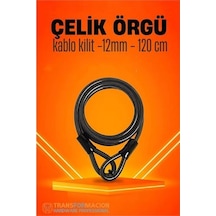 Mey İthalat Transformacion Çelik Örgü Kablo Kilit 12mm 120 Cm Bisiklet Kilidi Motosiklet Kilidi Eşya Garaj Kilidi 721730