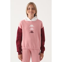 Kappa Pembe Garnili Kol Detaylı Kapüşonlu Kız Çocuk Sweatshirt 5274-41940 Pembe